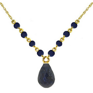 15.8 Carat 14K Solid Yellow Gold Light In Darkness Sapphire Necklace