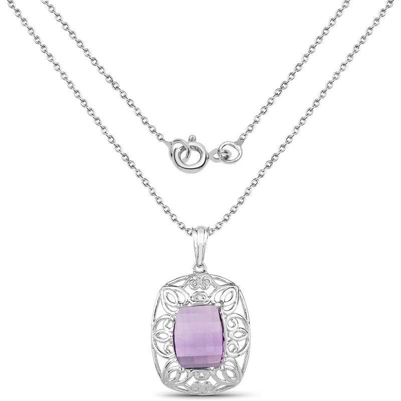 7.30 Carat Genuine Amethyst .925 Sterling Silver Pendant