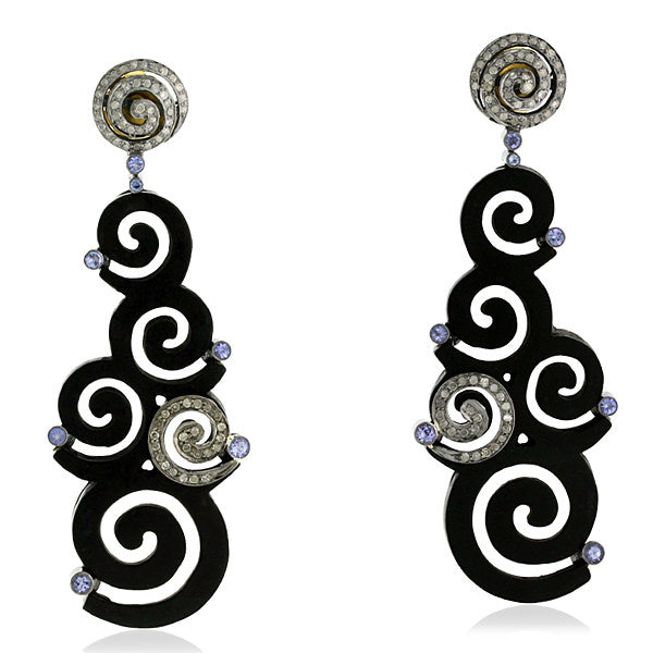 25.1 ct Gemstone Diamond Dangle Earrings 18 kt Gold Sterling Silver Gift Jewelry