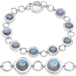 15.48 Carat Genuine Labradorite .925 Sterling Silver Bracelet