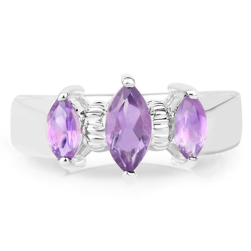 0.99 Carat Genuine Amethyst .925 Sterling Silver Ring