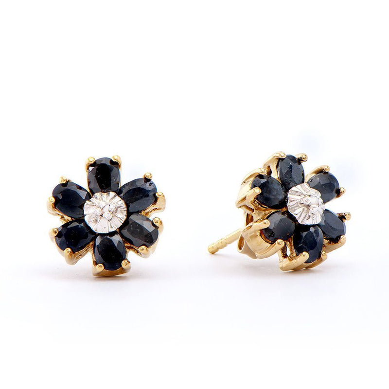 3.07 TW CTS SAPPHIRE & DIAMONDS 18K GOLD PLATED DESIGNER EAR-RINGS