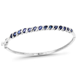 3.50 Carat Genuine Blue Sapphire .925 Sterling Silver Bangle