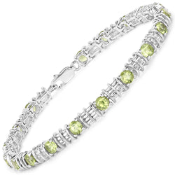 4.32 Carat Genuine Peridot .925 Sterling Silver Bracelet