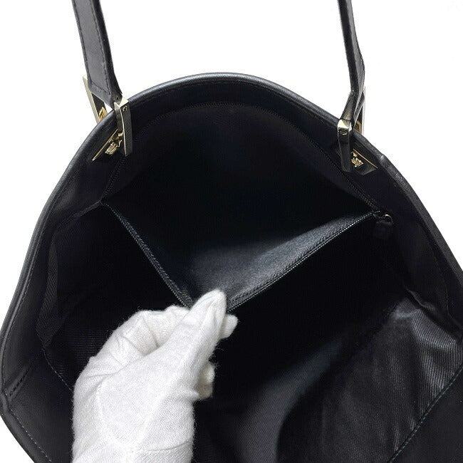 Gucci Tote Bag Black Gold 002 1098 Canvas Leather GUCCI GG Handbag Womens