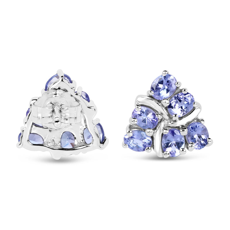 2.04 Carat Genuine Tanzanite .925 Sterling Silver Earrings