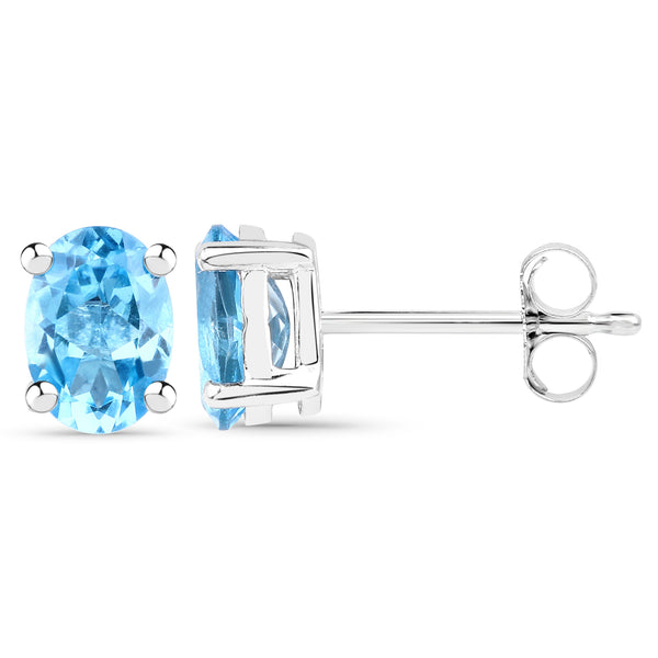 1.90 Carat Genuine Swiss Blue Topaz .925 Sterling Silver Earrings