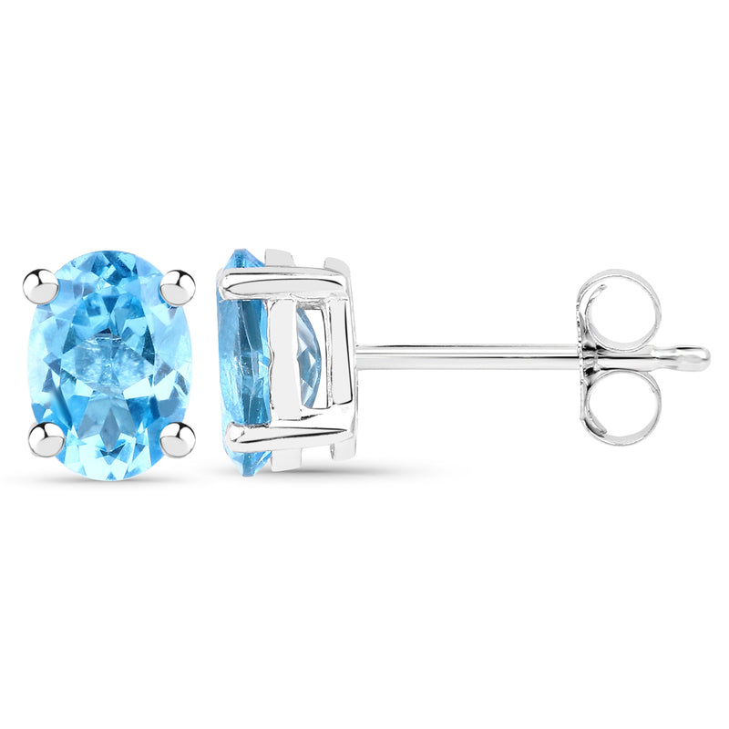 1.90 Carat Genuine Swiss Blue Topaz .925 Sterling Silver Earrings