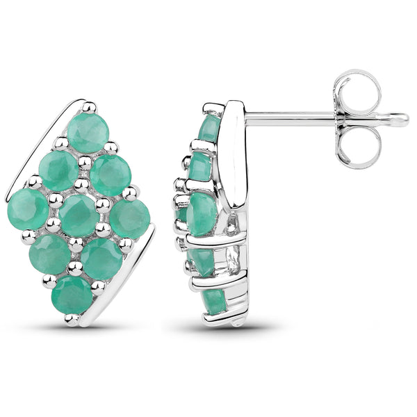 1.80 Carat Genuine Emerald .925 Sterling Silver Earrings