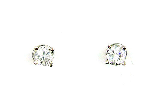 Genuine .86ct Diamond Stud Earrings 14KT White Gold