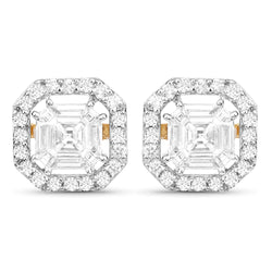 0.86 Carat Genuine White Diamond 18K Yellow Gold Earrings (F-G Color, VVS-VS Clarity)