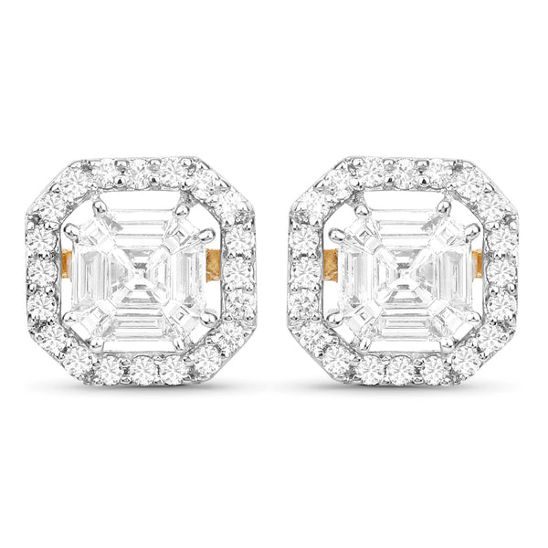 0.86 Carat Genuine White Diamond 18K Yellow Gold Earrings (F-G Color, VVS-VS Clarity)