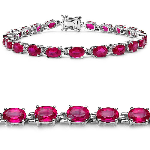 15.12 Carat Created Ruby .925 Sterling Silver Bracelet