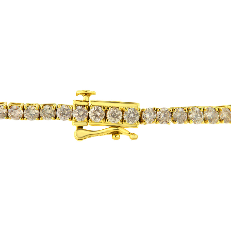 14K Yellow Gold Plated .925 Sterling Silver 4 cttw 4-Prong Set Round-Cut Diamond Classic Tennis Bracelet (K-L Color, I2-I3 Clarity) - Size 7.25"