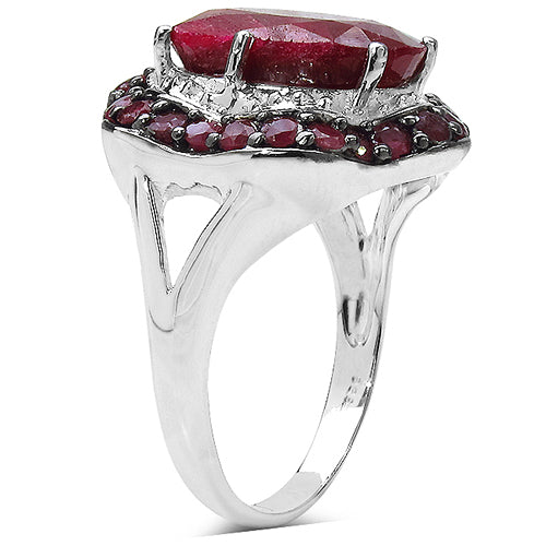 8.67 Carat Dyed Ruby & Ruby .925 Sterling Silver Ring