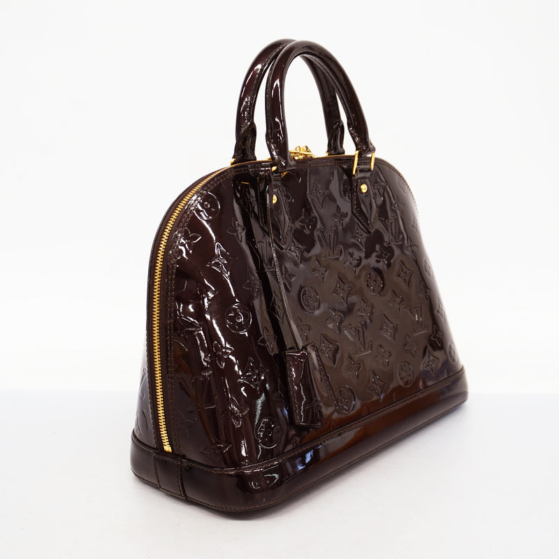 Auth Louis Vuitton Monogram Vernis Alma PM M91611 Womens Handbag Amarante
