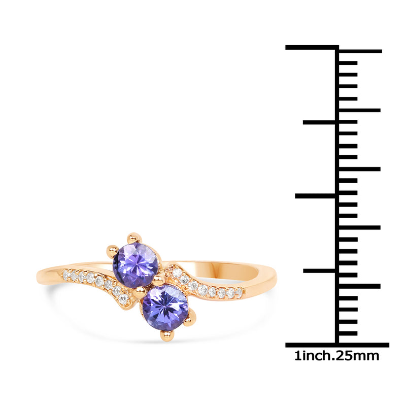 0.51 Carat Genuine Tanzanite and White Diamond 14K Yellow Gold Ring