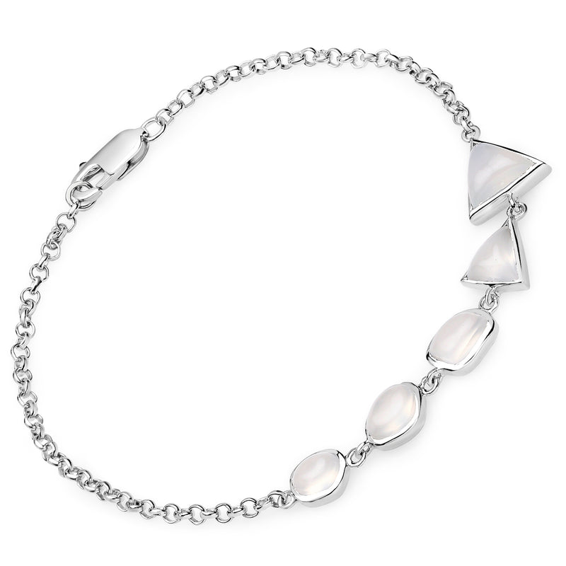 4.64 Carat Genuine White Agate .925 Sterling Silver Bracelet