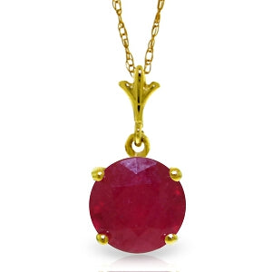 2.25 Carat 14K Solid Yellow Gold Entering The Heart Ruby Necklace