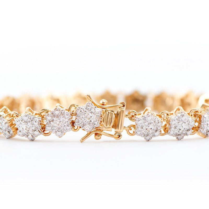 0.18 TW CTS DIAMONDS 18K GOLD PLATED DESIGNER BRACELET SIZE 7.6 INCHES