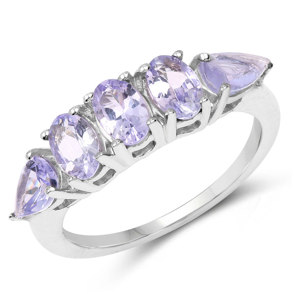2.33 Carat Genuine Tanzanite .925 Sterling Silver Ring