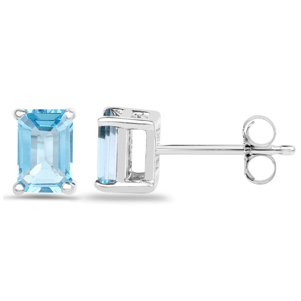 1.42 Carat Genuine Swiss Blue Topaz .925 Sterling Silver Earrings