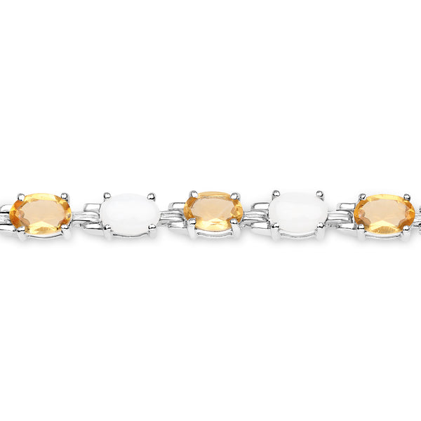 8.14 Carat Genuine Opal and Citrine .925 Sterling Silver Bracelet