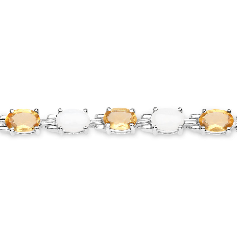 8.14 Carat Genuine Opal and Citrine .925 Sterling Silver Bracelet