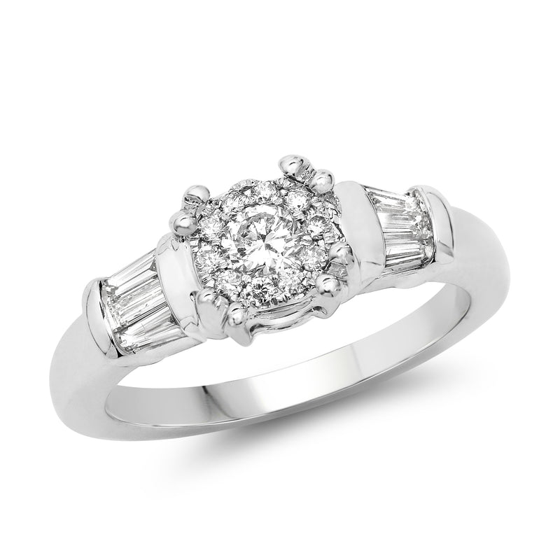 0.50 Carat Genuine White Diamond 14K White Gold Ring (E-F-G Color, VS-SI Clarity)