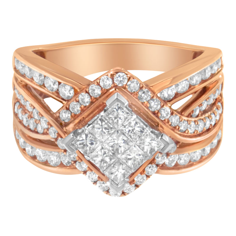 Two-Tone 10KT Gold Diamond Bypass Cocktail Ring (1 1/2 cttw, H-I Color, I1-I2 Clarity)