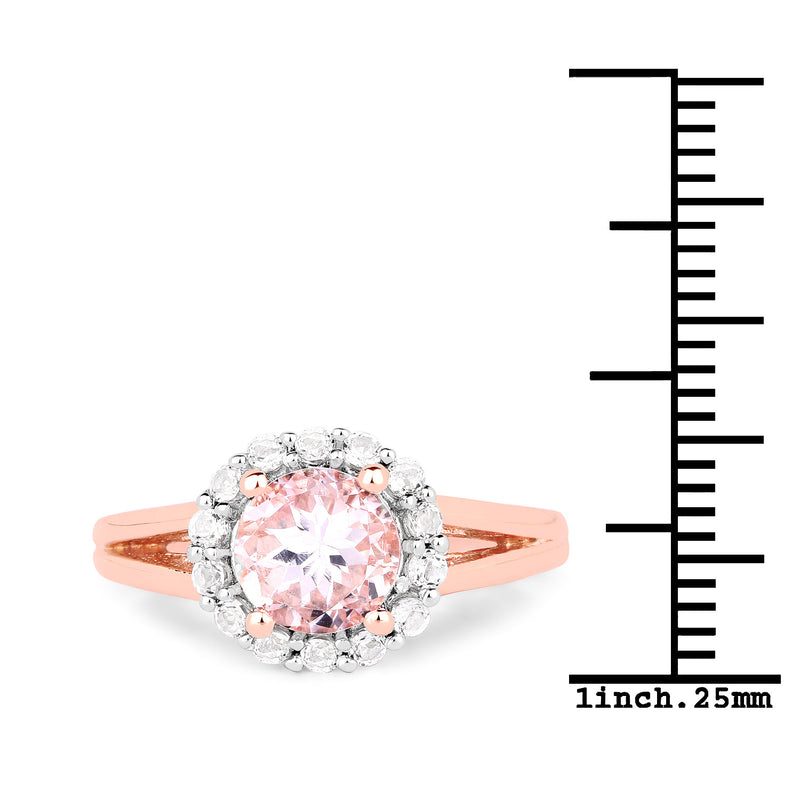 2.25 Carat Genuine Kunzite and White Topaz .925 Sterling Silver Ring