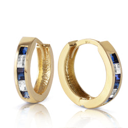 1.26 Carat 14K Solid Yellow Gold Hoop Earrings Natural Sapphire White To