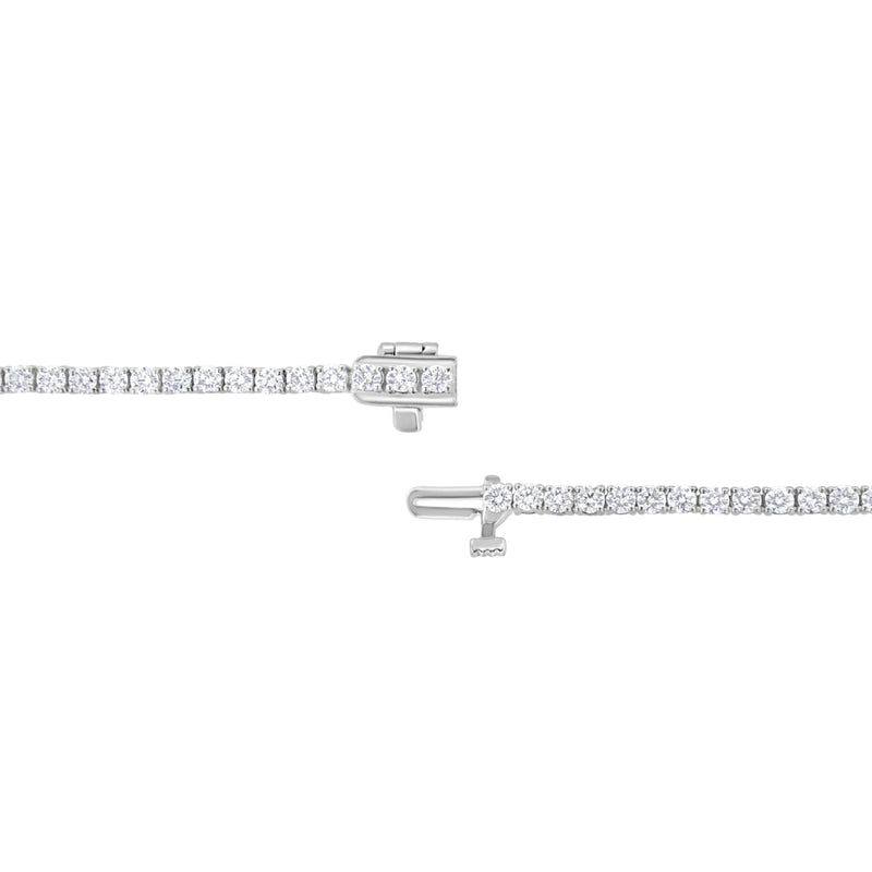 14K White Gold 3 cttw 4-Prong Set Lab Grown Brilliant Round Cut Diamond 7" Tennis Bracelet (G-H Color, SI1-SI2 Clarity)