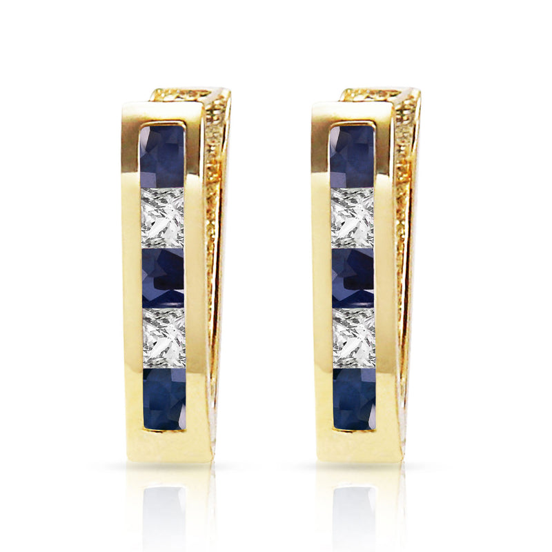 1.26 Carat 14K Solid Yellow Gold Rhea Sapphire White Topaz Earrings