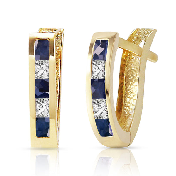 1.26 Carat 14K Solid Yellow Gold Rhea Sapphire White Topaz Earrings