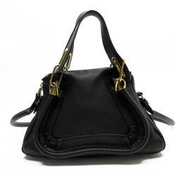 Chlo Chloe Handbag Shoulder Bag Black Gold Leather