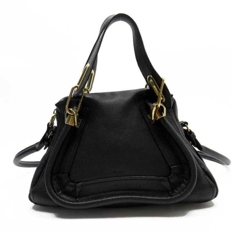 Chlo Chloe Handbag Shoulder Bag Black Gold Leather