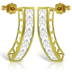 4.5 Carat 14K Solid Yellow Gold Earrings Natural White Topaz