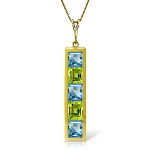 2.25 Carat 14K Solid Yellow Gold Not Just Anyone Blue Topaz Peridot Necklace
