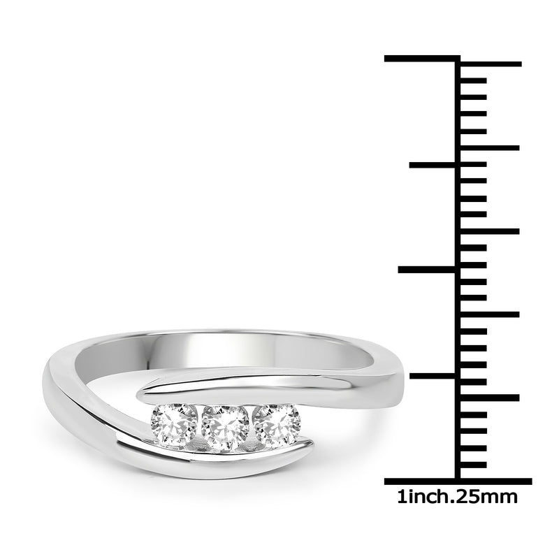 0.26 Carat Genuine White Diamond 14K White Gold Ring (E-F Color, SI Clarity)