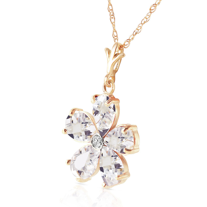 2.22 Carat 14K Solid Yellow Gold Heart Is Awake White Topaz Necklace