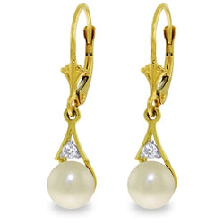 4.06 Carat 14K Solid Yellow Gold Olivia Pearl Diamond Earrings
