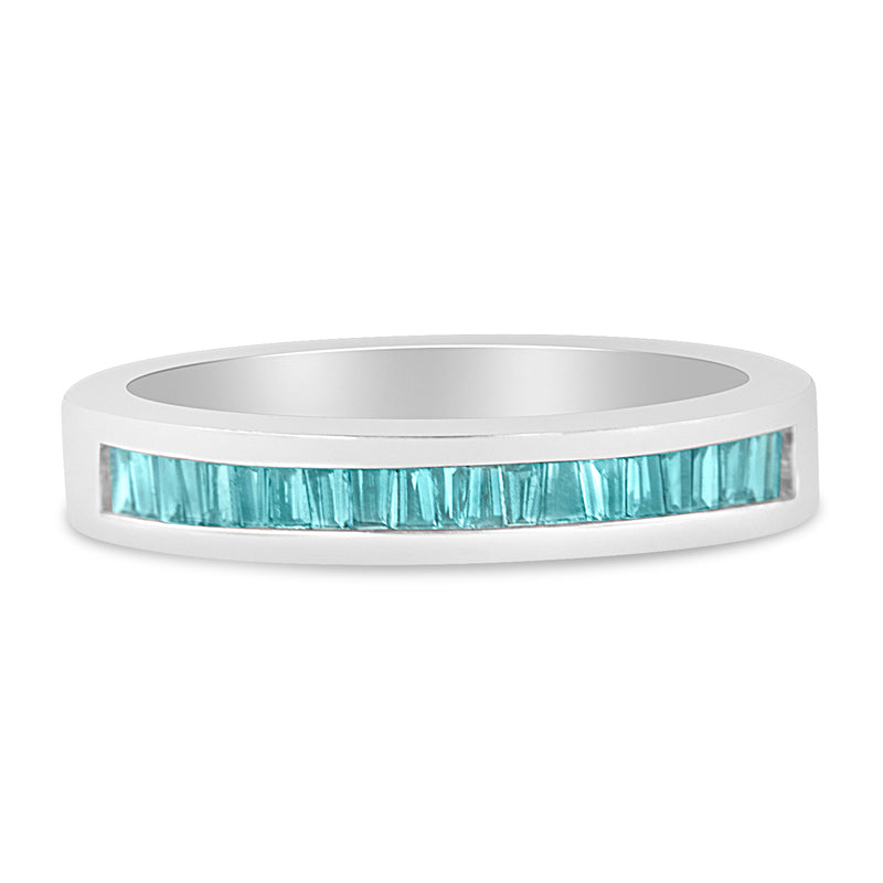 14k White Gold 1/2ct TDW Treated Blue Baguette Cut Diamond Band Ring(I2-I3)