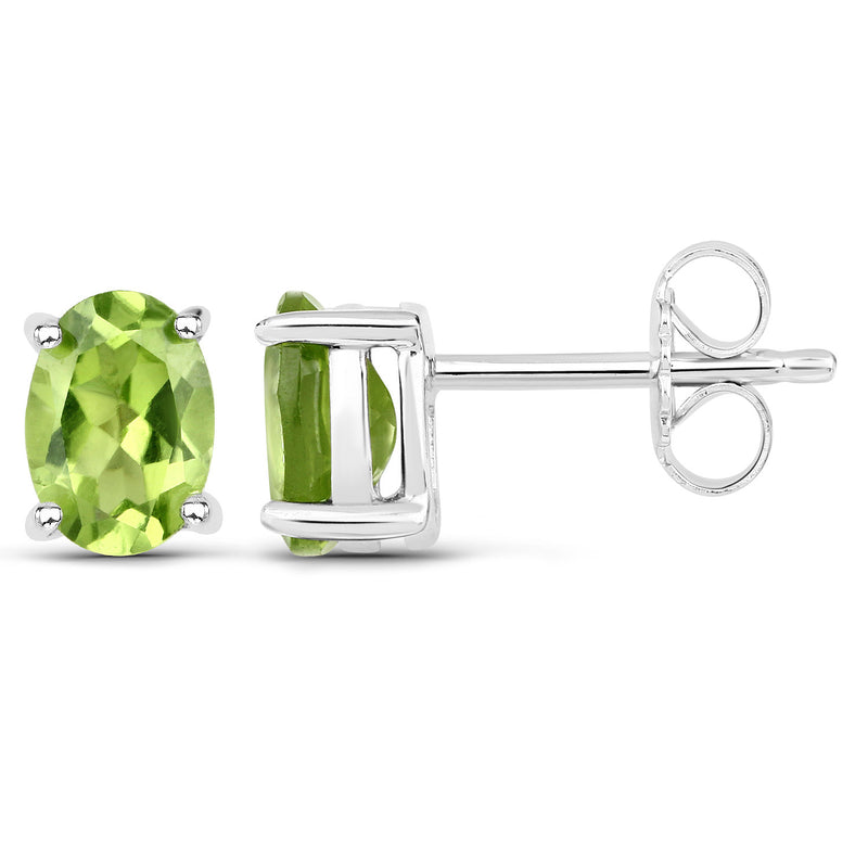 1.66 Carat Genuine Peridot .925 Sterling Silver Earrings