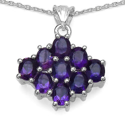 3.06 Carat Genuine Amethyst .925 Sterling Silver Pendant