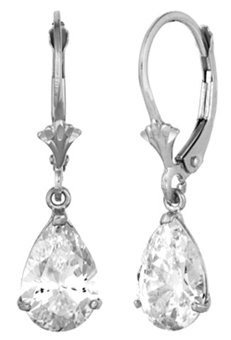 4.1 Carat Sterling Silver Leverback Earrings Cubic Zirconia