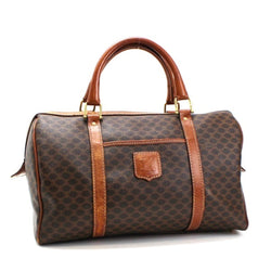 Celine Macadam Pattern Handbag Mini Boston Bag Old PVC x Leather Dark Brown CELINE Ladies Men's Available