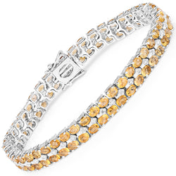 14.52 Carat Genuine Citrine & White Diamond .925 Sterling Silver Bracelet