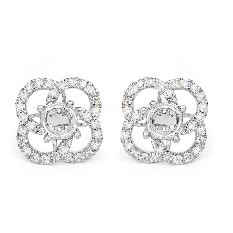 0.74 Carat Genuine White Diamond 14K White Gold Earrings (E-F Color, SI Clarity)