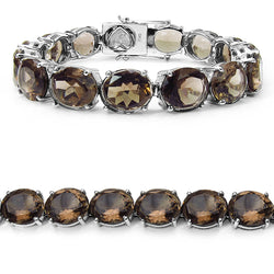 69.15 Carat Genuine Smoky Quartz .925 Sterling Silver Bracelet